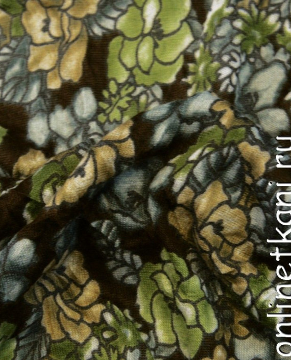Ткань Трикотаж Принт 0076 цвет разноцветный цветочный картинка 1