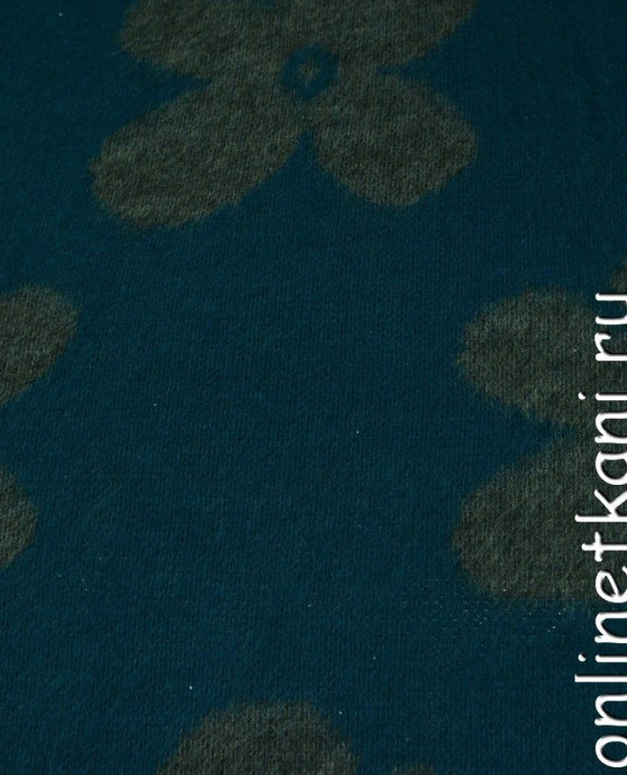 Ткань Трикотаж Вязаный 0328 цвет синий цветочный картинка