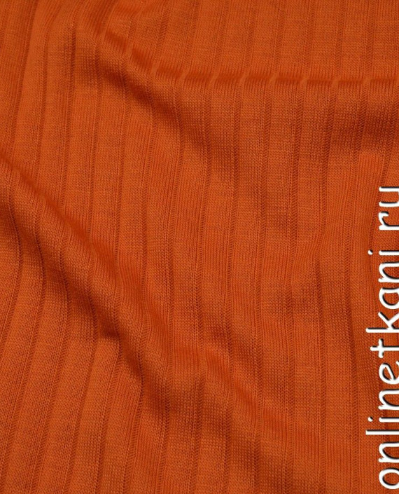 Ткань Трикотаж Вязаный 0334 цвет оранжевый в полоску картинка 2