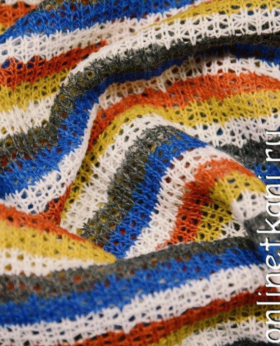 Ткань Трикотаж Вязаный 0358 цвет разноцветный в полоску картинка 1