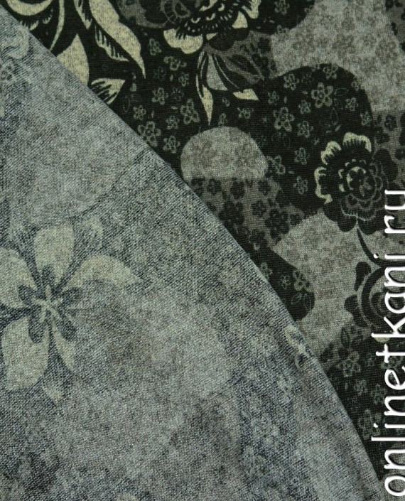 Ткань Трикотаж 0383 цвет серый цветочный картинка 2