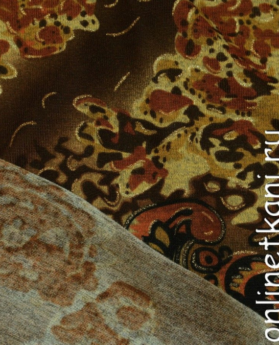 Ткань Трикотаж 0403 цвет коричневый цветочный картинка 1