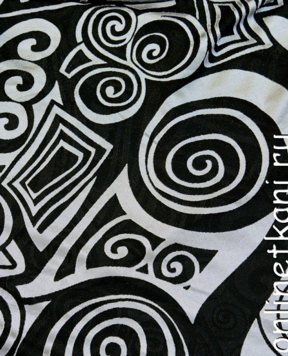 Ткань Трикотаж "Абстракция" 0418 цвет черный абстрактный картинка 2