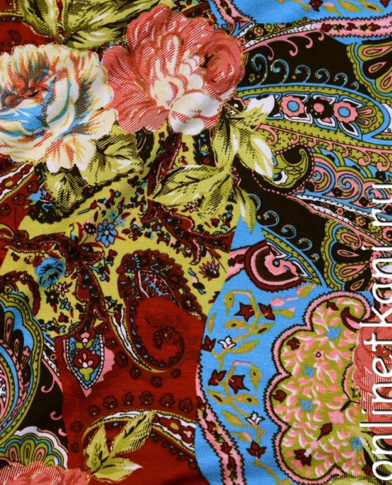 Ткань Трикотаж 0432 цвет разноцветный цветочный картинка