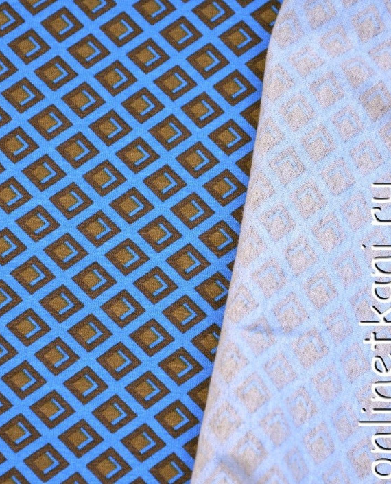 Ткань Трикотаж 0437 цвет голубой в клетку картинка 1