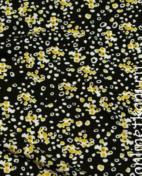 Ткань Трикотаж 0443 цвет черный цветочный картинка