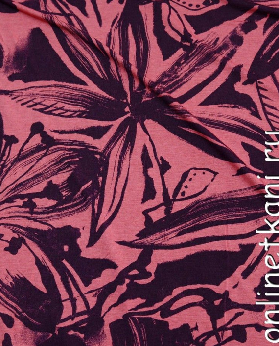 Ткань Трикотаж Принт 0498 цвет розовый цветочный картинка