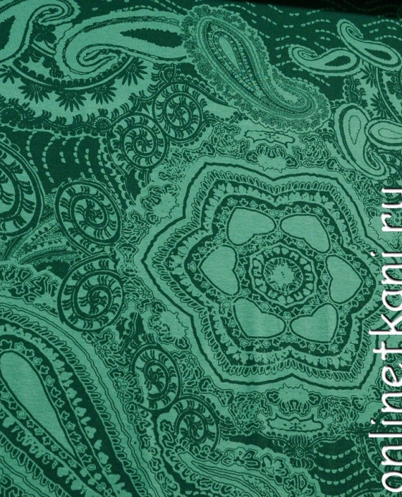 Ткань Трикотаж Принт 0500 цвет зеленый цветочный картинка