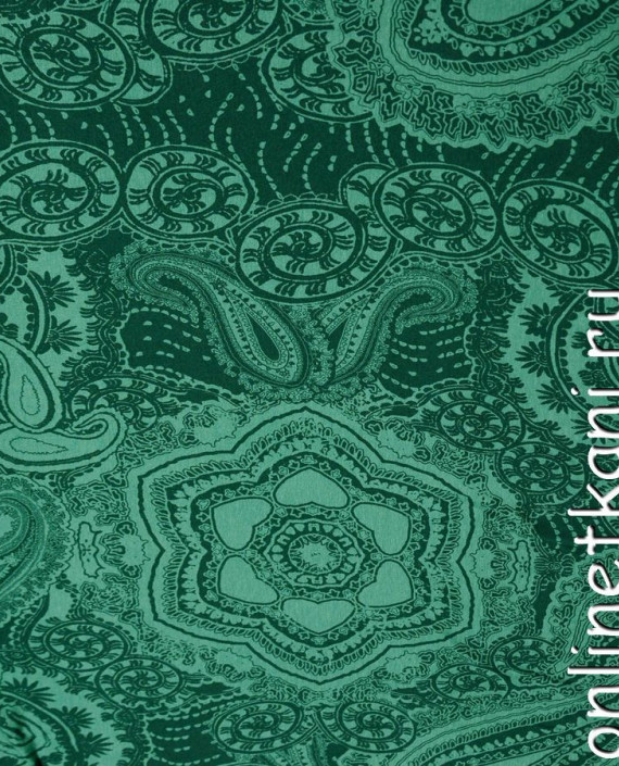 Ткань Трикотаж Принт 0500 цвет зеленый цветочный картинка 1