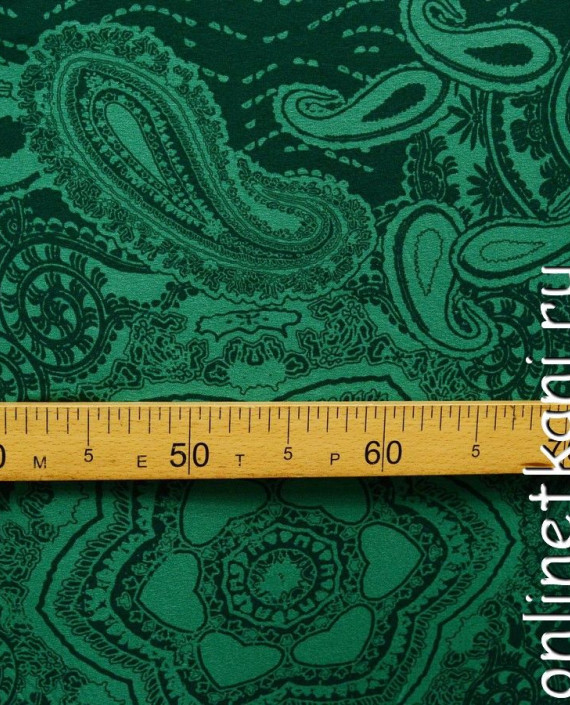 Ткань Трикотаж Принт 0500 цвет зеленый цветочный картинка 2