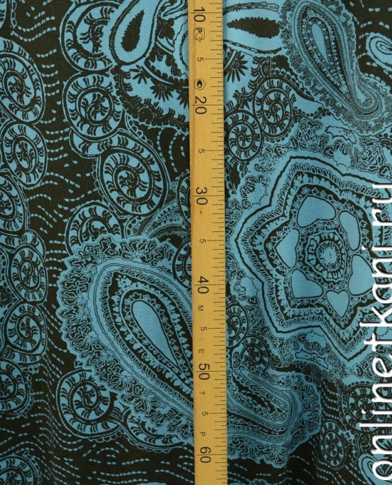 Ткань Трикотаж Принт 0510 цвет голубой абстрактный картинка 1