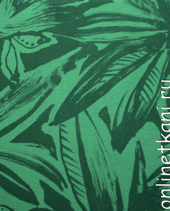 Последний отрез-3м Ткань Трикотаж Принт 10523 цвет зеленый цветочный картинка 2