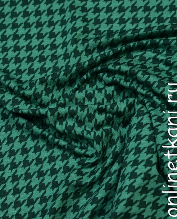 Ткань Трикотаж "Гусиная лапка на зеленом" 0534 цвет зеленый гусиная лапка картинка 2