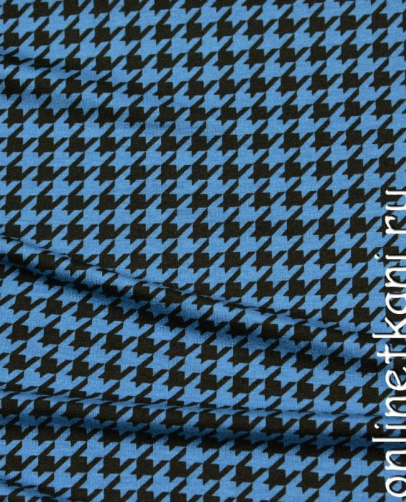 Ткань Трикотаж "Гусиная лапка на синем" 0535 цвет голубой гусиная лапка картинка
