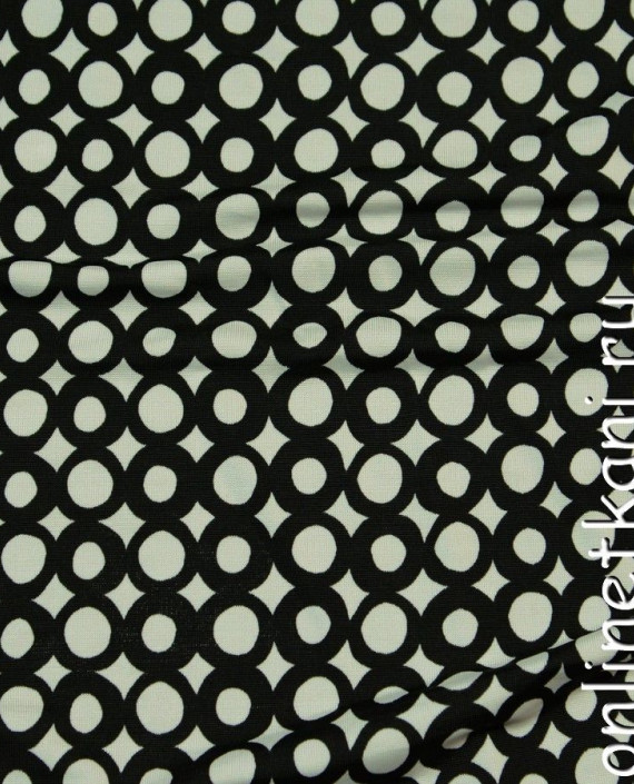 Ткань Трикотаж "Колечки черные" 0537 цвет айвори геометрический картинка
