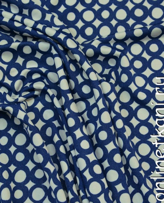 Ткань Трикотаж "Колечки синие" 0538 цвет синий геометрический картинка 2