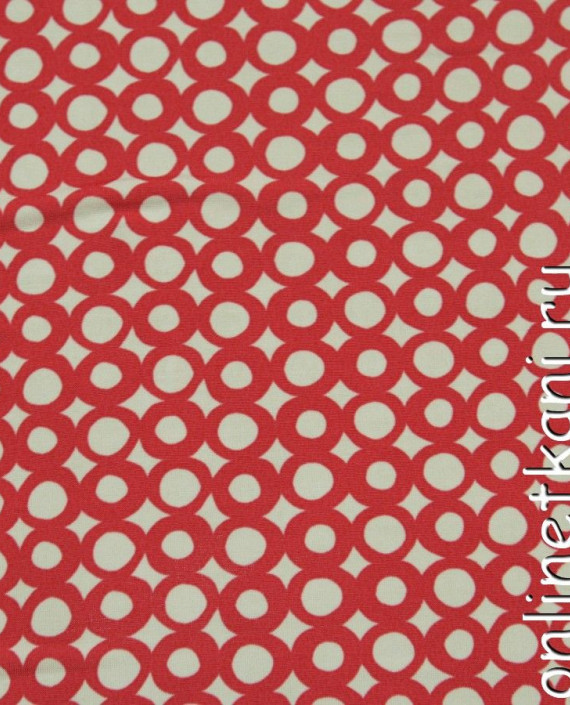 Ткань Трикотаж "Колечки красные" 0539 цвет красный геометрический картинка