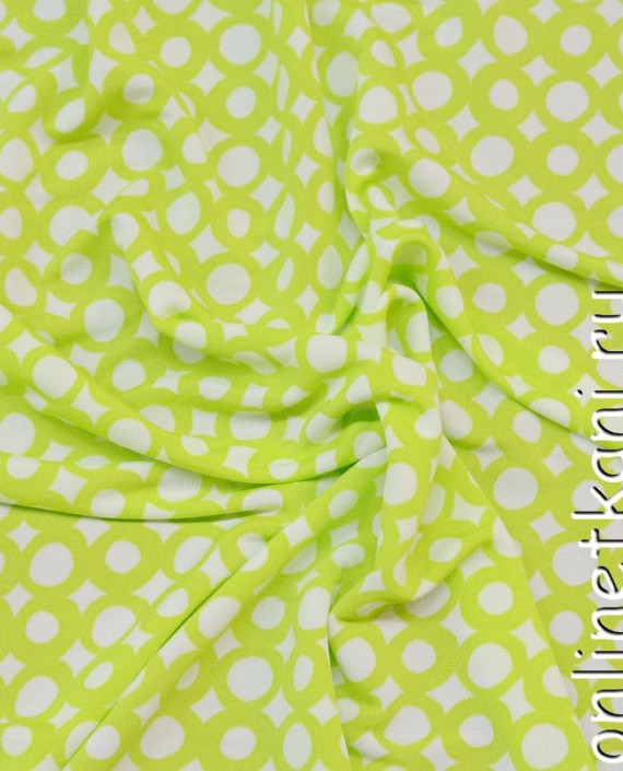 Ткань Трикотаж "Колечки лайм" 0540 цвет зеленый геометрический картинка 2