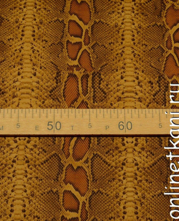 Ткань Трикотаж Принт Леопардовый полоз 0546 цвет коричневый анималистический картинка 1