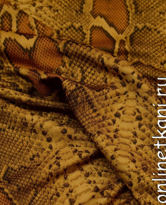 Ткань Трикотаж Принт Леопардовый полоз 0546 цвет коричневый анималистический картинка 2