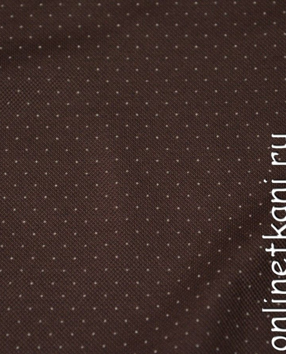 Ткань Трикотаж Пике 0558 цвет коричневый в горошек картинка