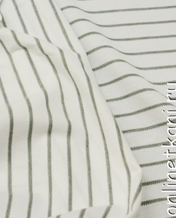 Ткань Трикотаж Пике 0591 цвет белый в полоску картинка