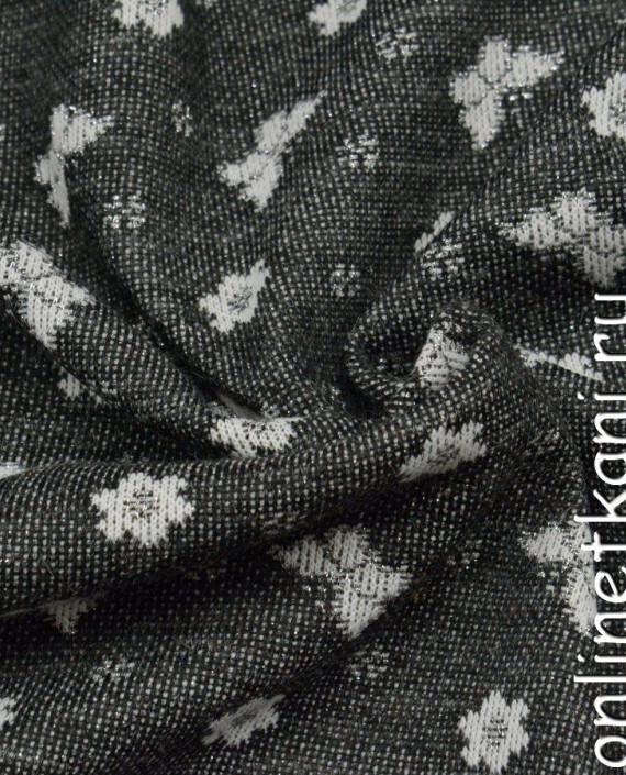 Ткань Трикотаж 0684 цвет серый цветочный картинка