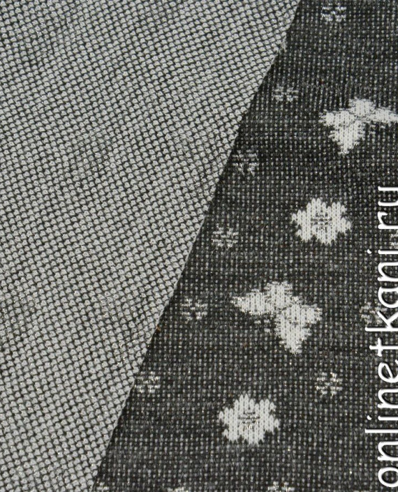 Ткань Трикотаж 0684 цвет серый цветочный картинка 1