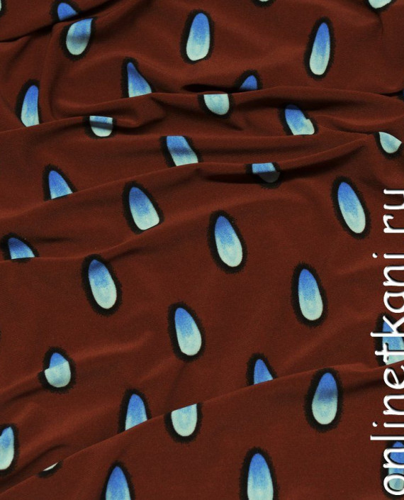Ткань Трикотаж Принт 0768 цвет коричневый абстрактный картинка