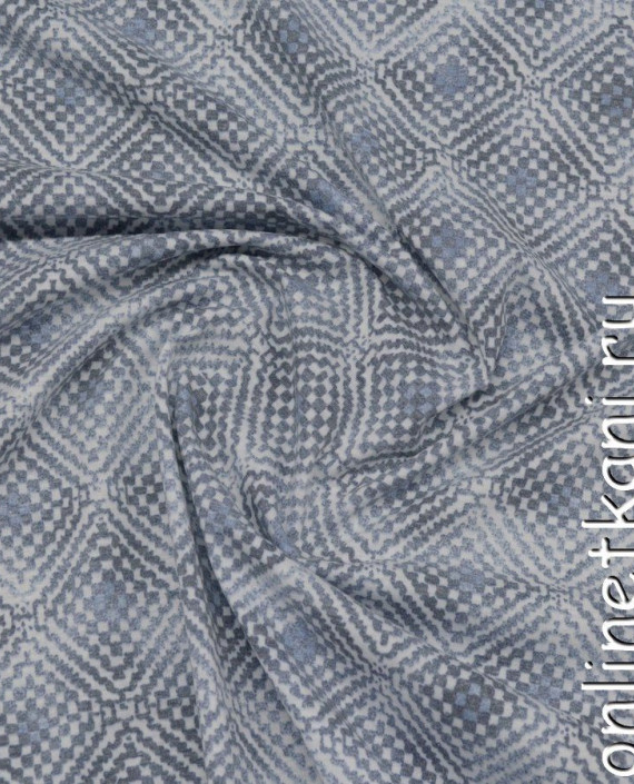 Ткань Трикотаж Принт 0778 цвет серый в клетку картинка