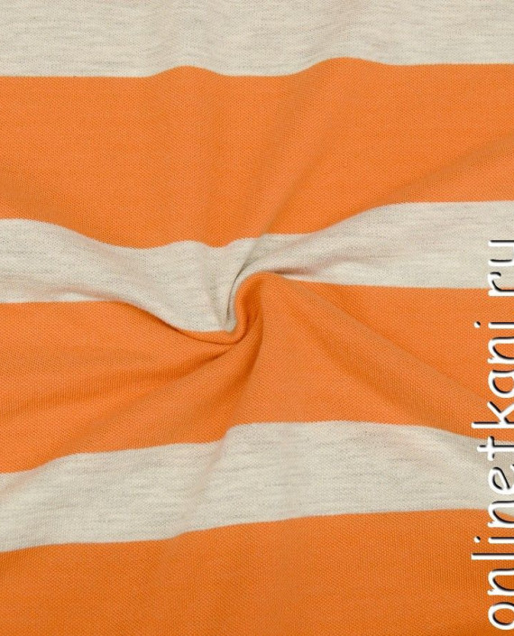 Ткань Трикотаж Пике 0958 цвет оранжевый в полоску картинка