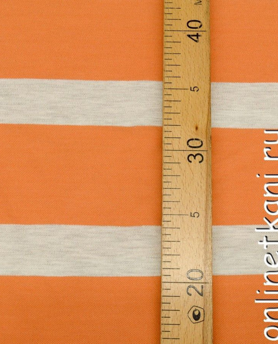 Ткань Трикотаж Пике 0958 цвет оранжевый в полоску картинка 1