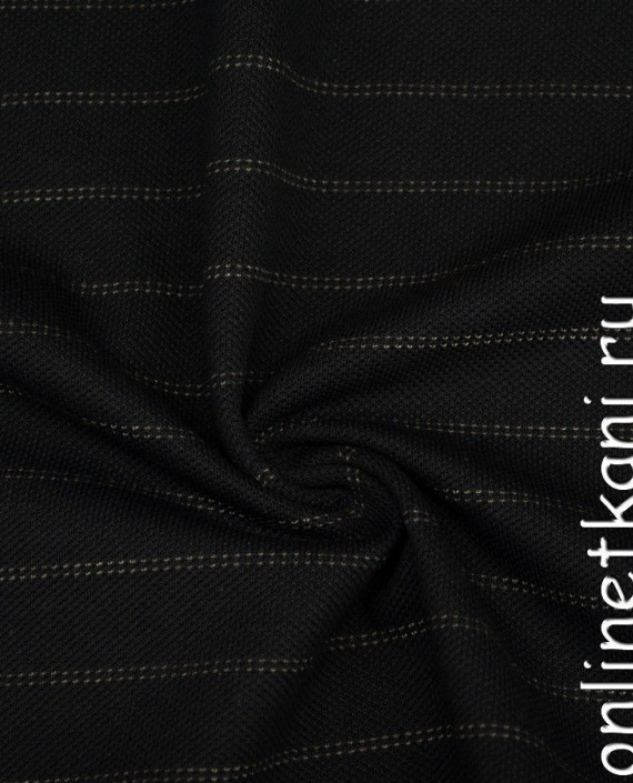 Ткань Трикотаж Пике - последний отрез 1,7м 10963 цвет черный в полоску картинка