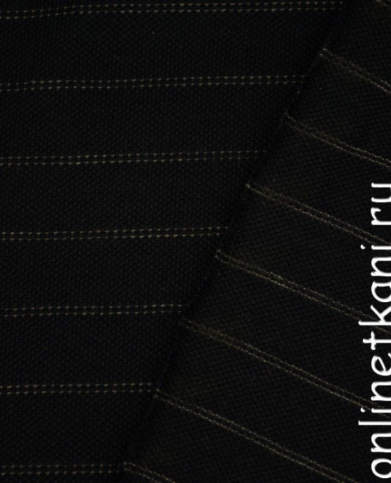 Ткань Трикотаж Пике - последний отрез 1,7м 10963 цвет черный в полоску картинка 2