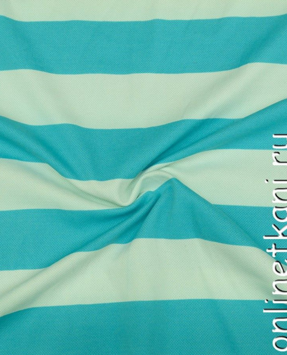 Ткань Трикотаж Пике - последний отрез 2,4м 10978 цвет голубой в полоску картинка