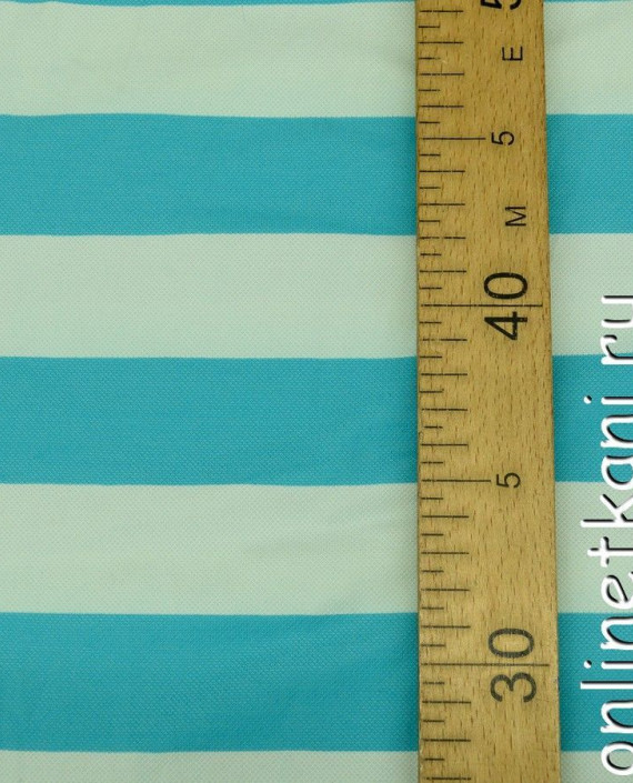 Ткань Трикотаж Пике - последний отрез 2,4м 10978 цвет голубой в полоску картинка 1