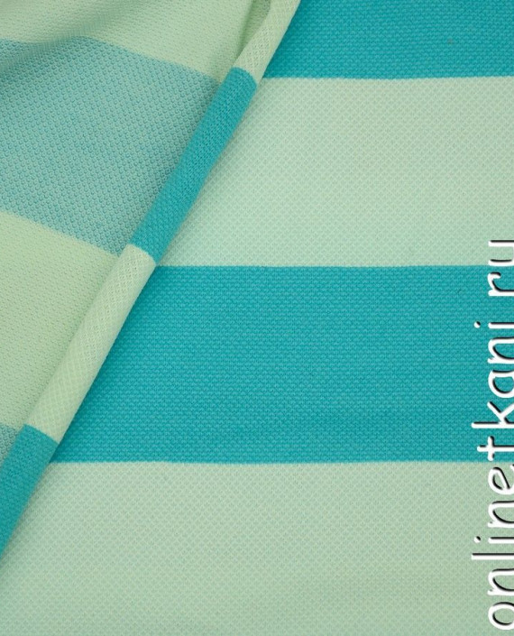 Ткань Трикотаж Пике - последний отрез 2,4м 10978 цвет голубой в полоску картинка 2