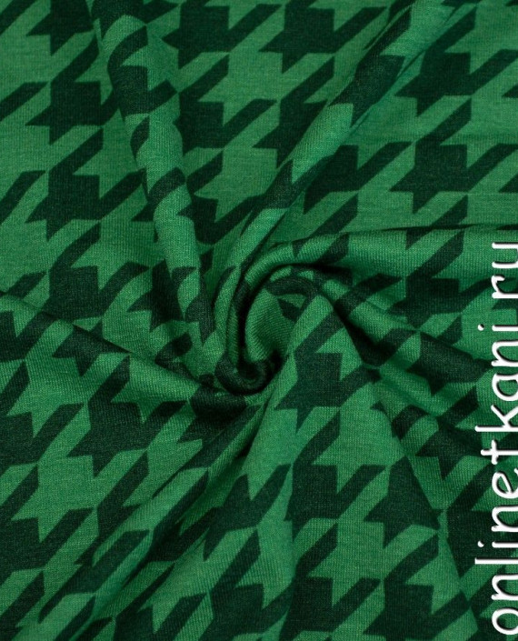Ткань Трикотаж 0982 цвет зеленый гусиная лапка картинка