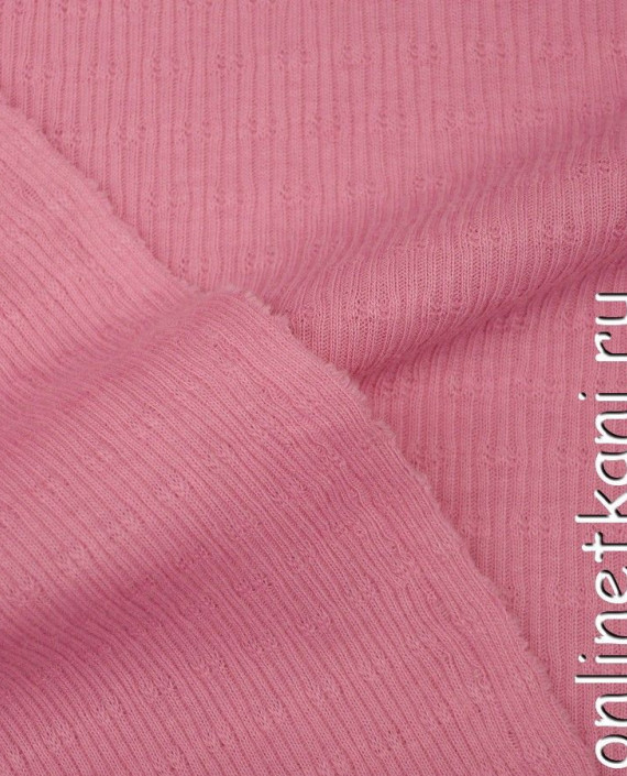 Ткань Трикотаж Лапша 1081 цвет розовый в полоску картинка 1