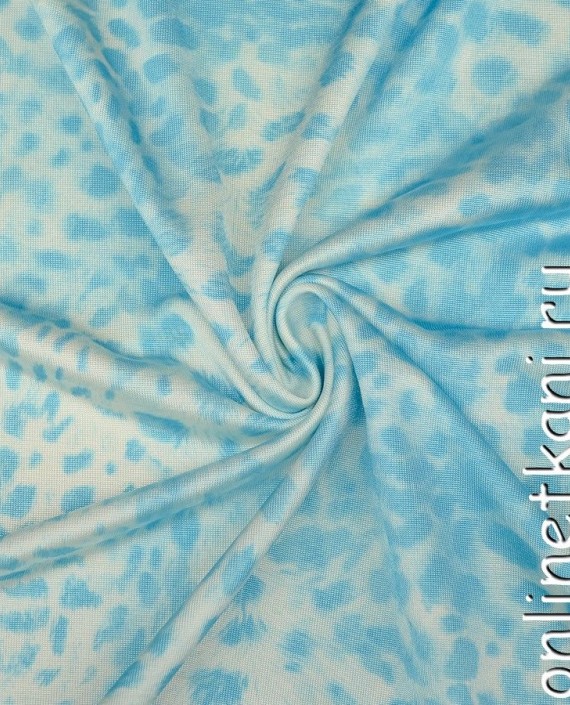 Ткань Трикотаж 1359 цвет голубой цветочный картинка