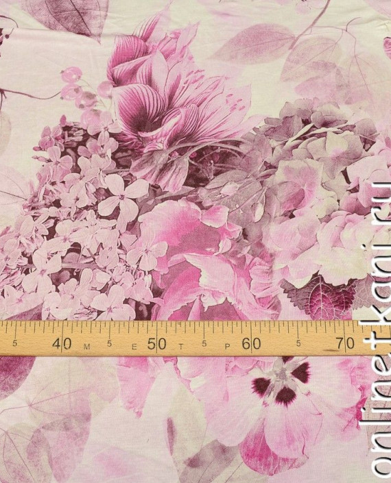 Ткань Трикотаж 1356 цвет розовый цветочный картинка 2