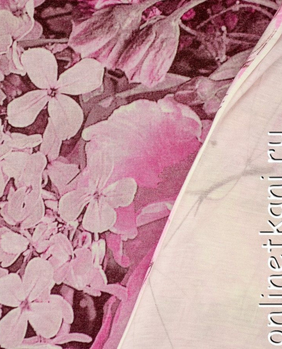 Ткань Трикотаж 1356 цвет розовый цветочный картинка 1