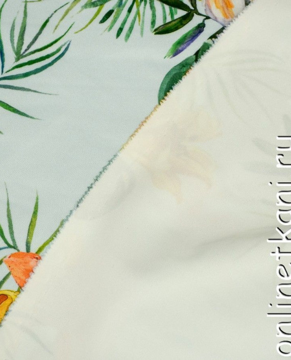 Ткань Трикотаж 1346 цвет белый цветочный картинка 1