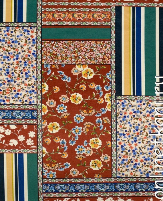 Ткань Трикотаж 1344 цвет разноцветный цветочный картинка