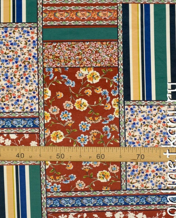 Ткань Трикотаж 1344 цвет разноцветный цветочный картинка 2