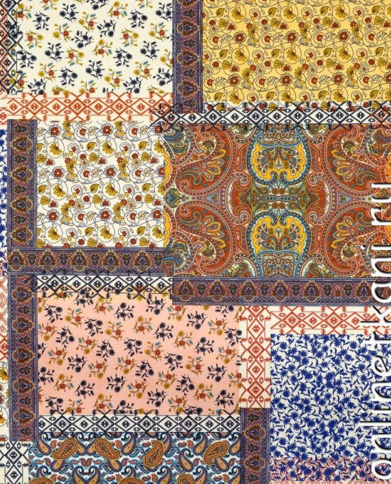 Ткань Трикотаж 1339 цвет разноцветный цветочный картинка