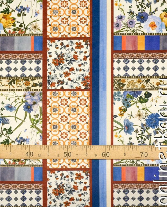 Ткань Трикотаж 1336 цвет разноцветный цветочный картинка 2