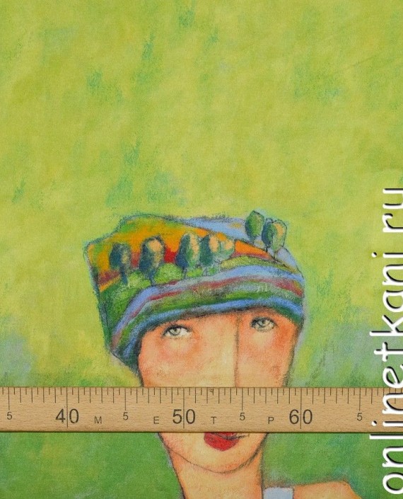 Ткань Трикотаж "Туземка" 1329 цвет зеленый абстрактный картинка 1