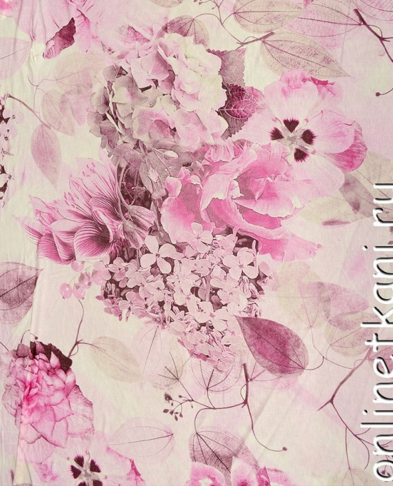 Ткань Трикотаж 1356 цвет розовый цветочный картинка