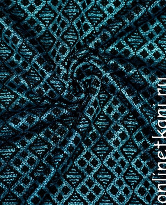 Ткань Трикотаж 1383 цвет голубой геометрический картинка